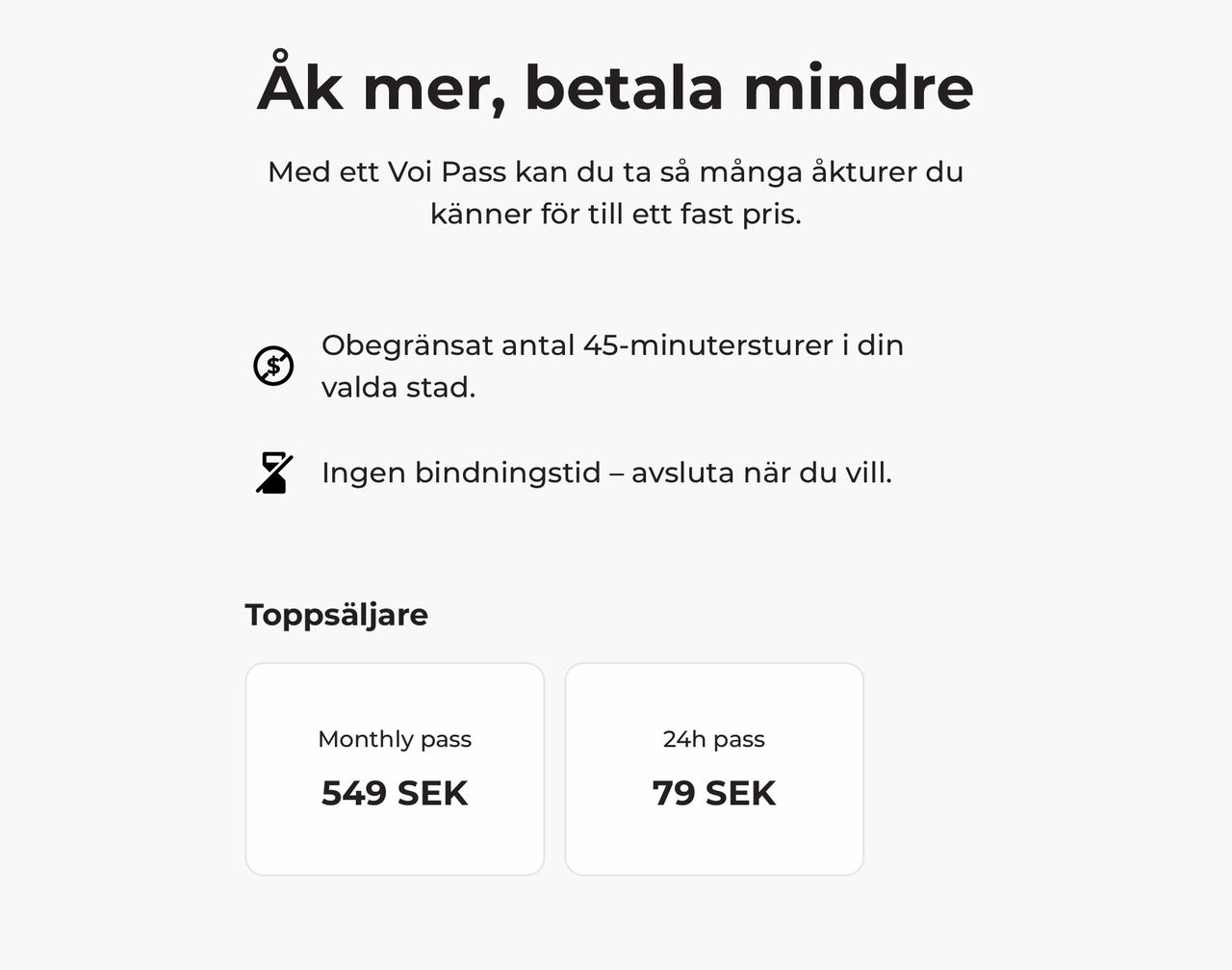 Nuvarande texten om tjänsten